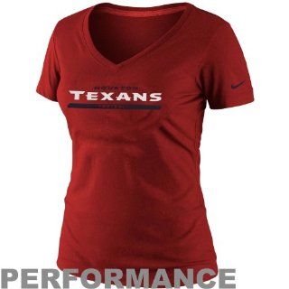 Nike Houston Texans Ladies Legend Wordmark V Neck Performance T Shirt   Red  Sports Fan Apparel  Sports & Outdoors