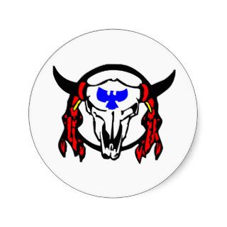 Indian Cow Skull Round Sticker