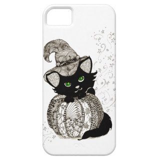Zentangle Black Cat Green Eyes Pumpkin iPhone 5/5S Cover