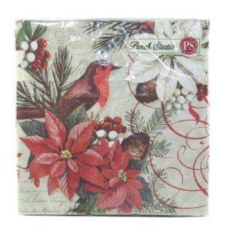 Punch Studio Holiday Luncheon Napkins  #53681 Merry Birds Kitchen & Dining