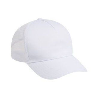 Professional Five Panel Low Profile Mesh Back Adjustable Hat Cap   White Clothing