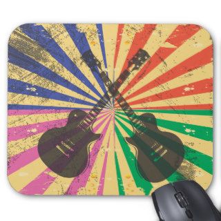 Retro Grunge Guitars on starburst background Mouse Pads