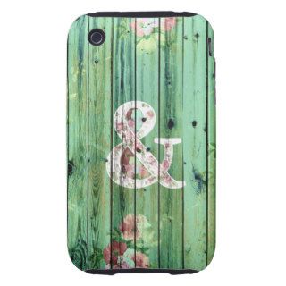 Vintage Floral Ampersand Turquoise Beach Wood Tough iPhone 3 Cases
