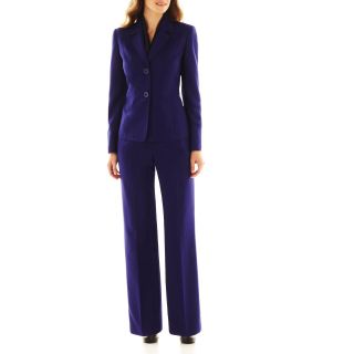 Lesuit Le Suit 2 Button Seamed Waist Pant Suit with Scarf, Purple, Womens