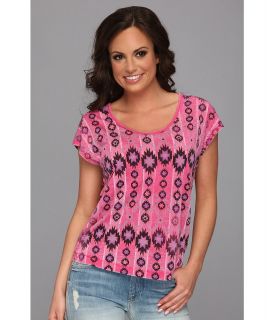 Rock and Roll Cowgirl S/S Boxy Top Womens Short Sleeve Pullover (Pink)