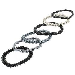 West Coast Jewelry Black and Silvertone Textured Fashion Bracelets West Coast Jewelry Fashion Bracelets