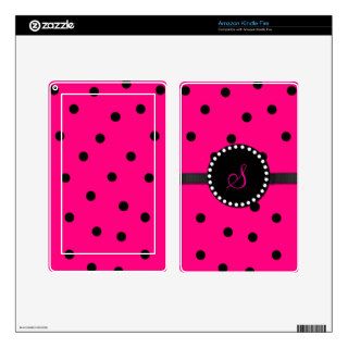 Pink and Black Polka Dot Kindle Fire Skin