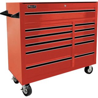 Homak Pro Series 41 Inch 11 Drawer Rolling Tool Cabinet   Red, 42 Inch W x 18