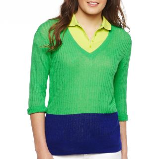 Cotton Linen Blend Cable Sweater, Lime Grn/verve Vio, Womens