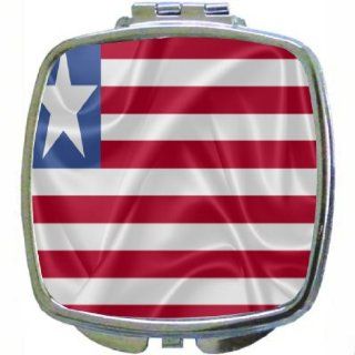 Rikki KnightTM Liberia Flag Design Compact Mirror  Personal Makeup Mirrors  Beauty