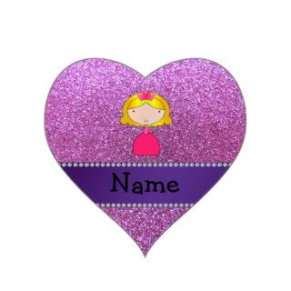 Personalized name princess pastel purple glitter stickers