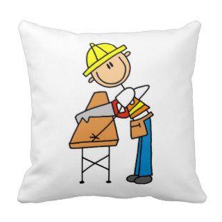 Construction Worker Sawing Lumber Gifts Pillow