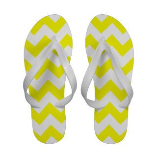 Yellow Chevron Pattern Flip Flops