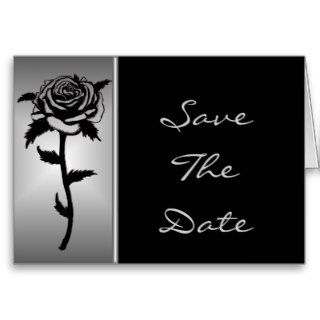 Black & Silver Rose Save The Date Greeting Card