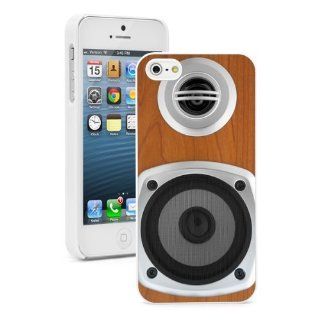 Apple iPhone 5 5S White 5W648 Hard Back Case Cover Color Wood Framed Speakers Cell Phones & Accessories