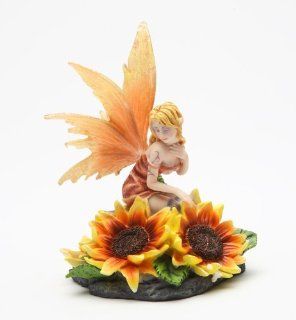 Yellow Sunbathing Princess Flower Fairy Statue 5"H  
