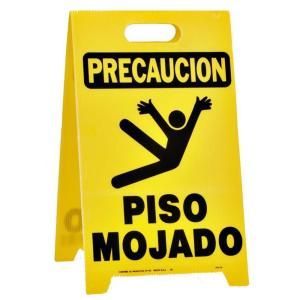 HY KO 20 in. x 12 1/4 in. Plastic Precaucion Piso Mojado Pedestal Sign PFS 20