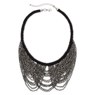 Decree Silver Tone & Black Seedbead Peter Pan Necklace