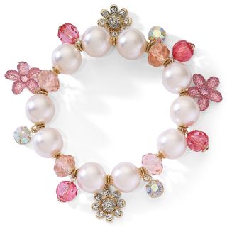 Betseyville Gold Tone Flower Charm Bracelet, Pink