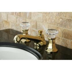 Crystal Handle Polished Brass Widespread Bathroom Faucet