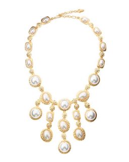 Satin Gold Pearly Bib Necklace