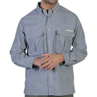 ExOfficio Air Strip Micro Plaid Shirt   UPF 30+  Long Sleeve (For Men)   LIGHT LAPIS (L )