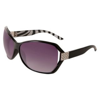 Womens Butterfly Sunglasses with Bling Hinge and Zebra Print   Black