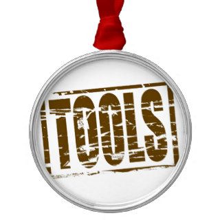 Tools brown rubber stamp effect ornaments