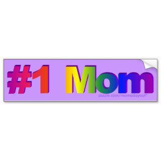 #1 Mom Rainbow 3D Violet Bumper sticker