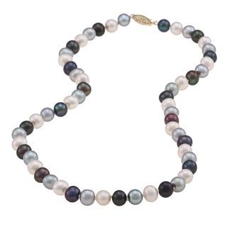 DaVonna 14k 6.5 7mm Dark Multi Freshwater Cultured Pearl High Necklace (16 36 inches) DaVonna Pearl Necklaces
