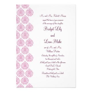 Vintage Damask Wedding Invitation (pink)