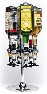 6 Bottle Rotary Liquor Dispenser   Chrome  Liquor Pourers  
