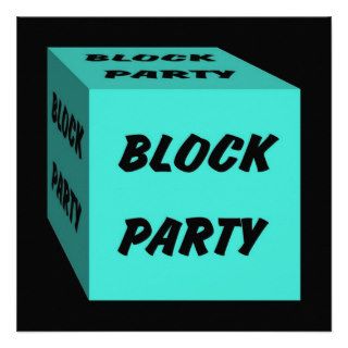 Retro Turquoise Block Party Social Invitation