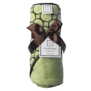 SwaddleDesigns Terry Velour Hoodie Towel   Lime with Brown Mod Circles
