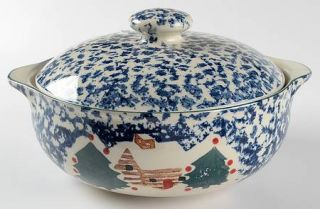 Tienshan Cabin In The Snow 2 Qt Round Covered Casserole, Fine China Dinnerware  
