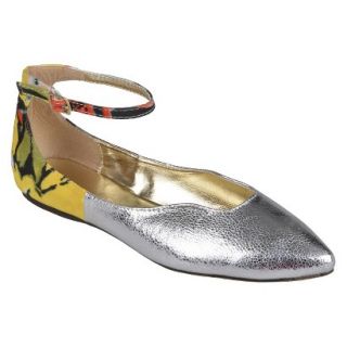 Womens Bamboo By Journee Ankle Strap Flats   Silver 6