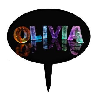 The Name Olivia in 3D Lights (Photograph) Cake Picks