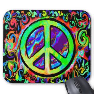 Psychedelic Peace Sign Mouse Pads