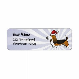 Christmas Basset Hound Custom Return Address Labels