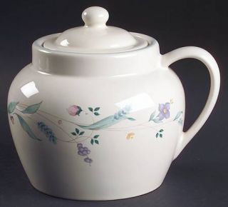 Pfaltzgraff April  Bean Pot & Lid, Fine China Dinnerware   Stoneware, Floral On