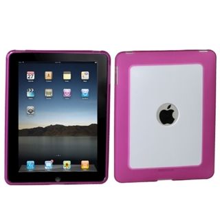 BasAcc Solid White/ Transparent Hot Pink Gummy Case for Apple iPad BasAcc iPad Accessories