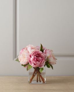 Pink Peonies in Glass Cube   Diane James