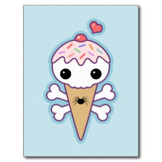 Cute Skull Ice Cream Postcards