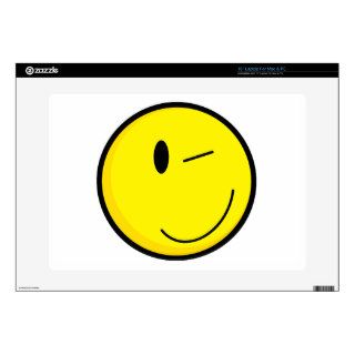 Happy Smiley Face Wink Winking Decal For 15" Laptop