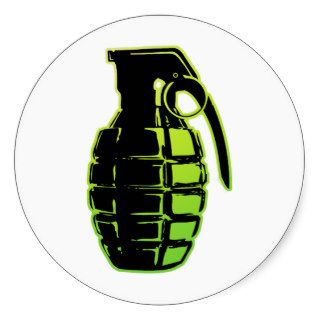 Hand Grenade   green Round Sticker