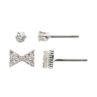 Bridge Jewelry Cubic Zirconia Bow and Stud Earring Set