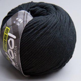 Lana Grossa McWool Cotton Mix 130   118 schwarz 50g Wolle Küche & Haushalt