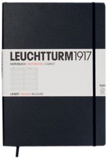 LEUCHTTURM1917 334917 Notizbuch Master Slim (A4+), 121 Seiten, liniert schwarz Bürobedarf & Schreibwaren