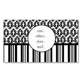blk and wht damask stripe business card template