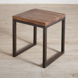 Cordova Reclaimed Wood and Iron Side Table (India) Coffee, Sofa & End Tables